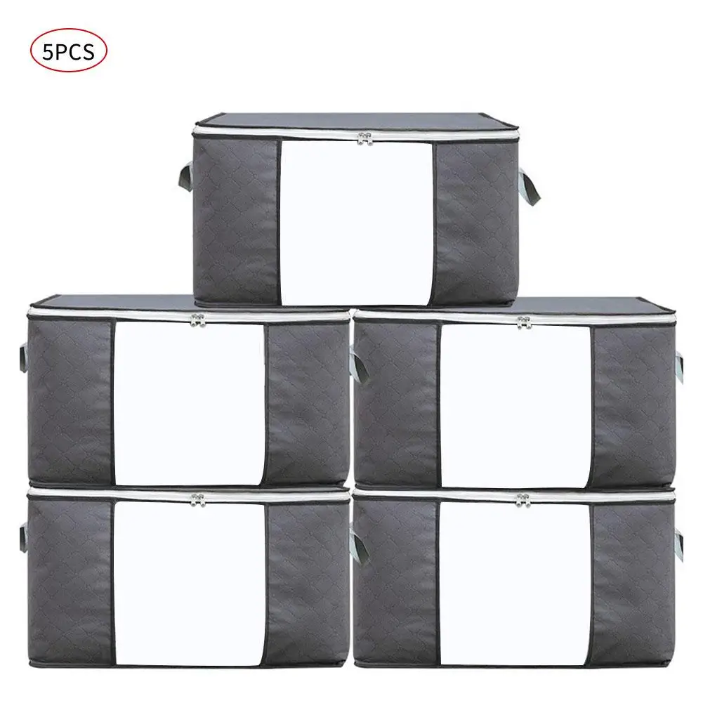 5 PCS Transparent Storage Bags Reusable Sealing Tote For Home Clothers Shoes Foldable Storage Organizer Travel Storage Bag - Цвет: Multi