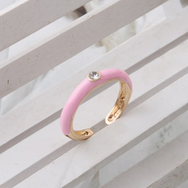 NeeFuWoFu Y2K Multicolor Enamel Dripping Oil Open Ring For Women, Adjustable  Gold Plated Chunky Finger Rings Party Jewelry Dark Brown