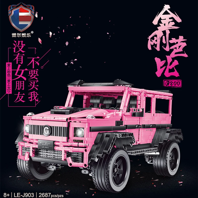

MOC Technic Series Off-road Vehicle Pink Benz Suv G500 Car Model Building Blocks Bricks DIY Toys Gifts