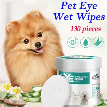 

130PC Pet Eyes Wet Wipes Dog Cleaning Paper Towels Cat Tear Stain Remover Gentle Non-intivating Cleaning Wipes Grooming Supplies