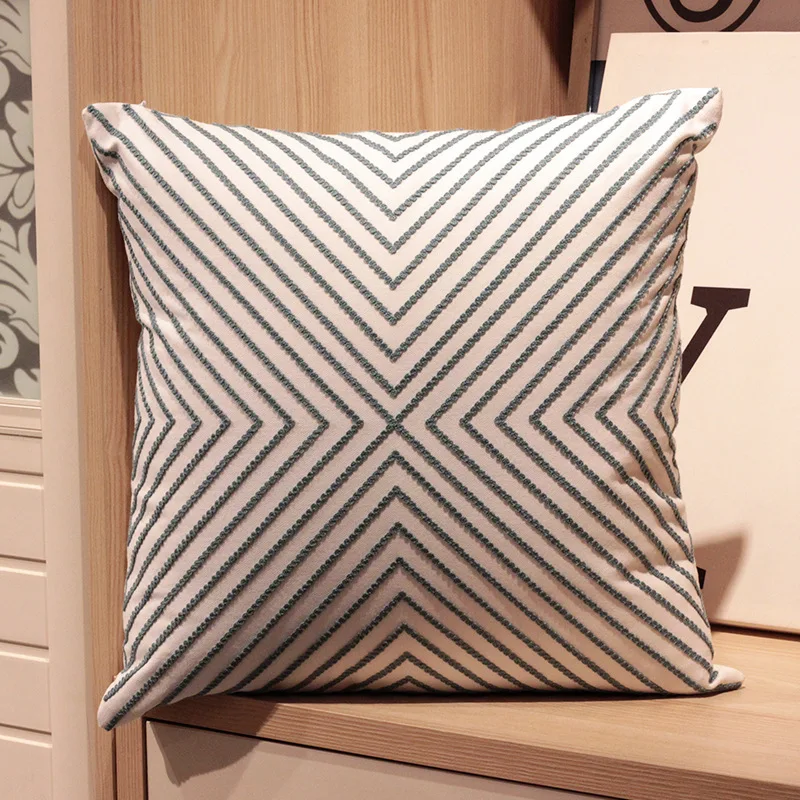 

Modern Simple Pillow Cover Light Gray Lines Stripe Embroidery Throw Cushion Cover Home Sofa Bedside Art Decoration Drop Shipping