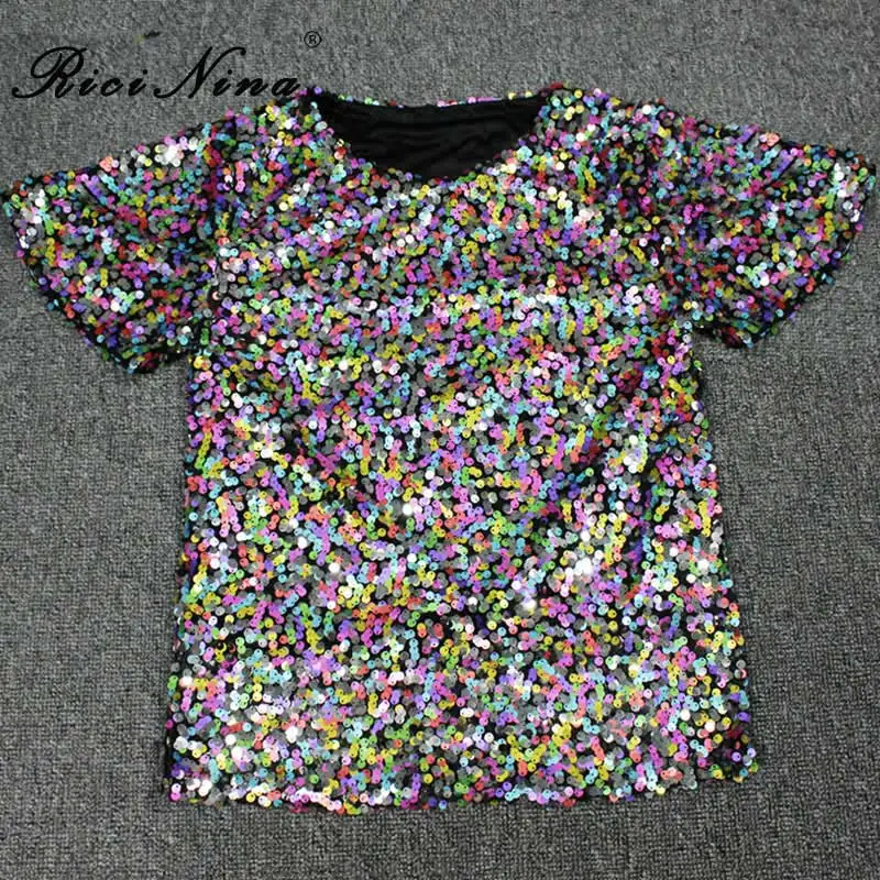 women T Shirt 2 RICININA, женские футболки s для женщин, Осенние, в горошек, с блестками, на Хэллоуин, женская футболка,, короткая, повседневная, женская футболка - Цвет: women T Shirt 2