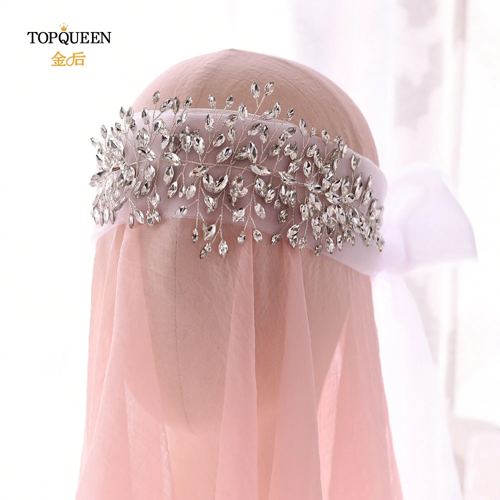 TOPQUEEN HWS02, серебристые стразы, свадебная вуаль, Заводские Прямые свадебные аксессуары для волос, стразы, металлический кристалл, свадебная вуаль для волос