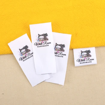 

Custom Clothing Labels, Personalized Brand, Cotton Collapse label, Logo or Text , Sewing machine, Printing Labels (MD0444)
