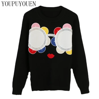 

Women's Winter Pullover Floral Beaded Diamond Wool Sweaters Knit Tops 2019 Autumn Woman Fashion Jumper Knitwear Fall Clothing