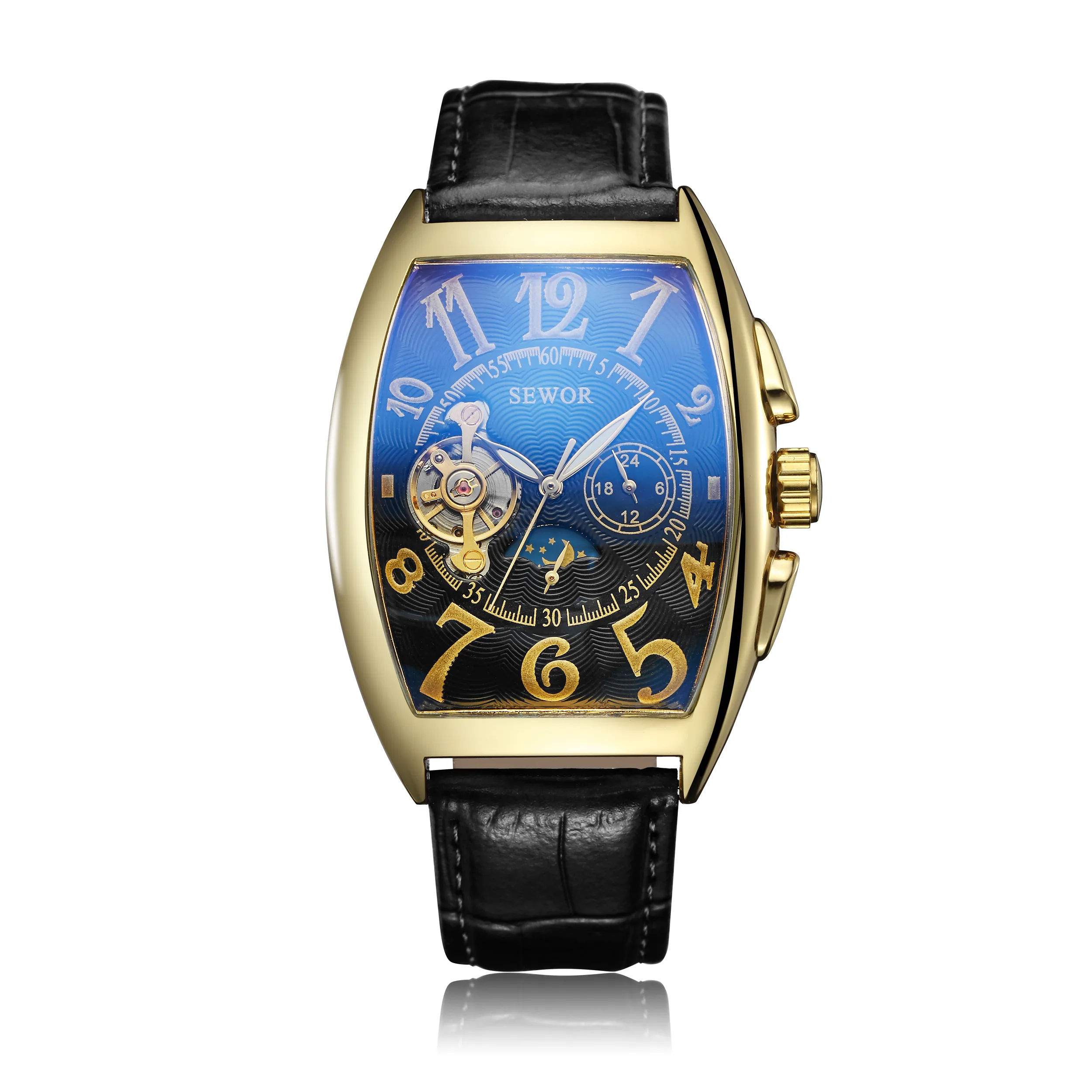 2021 High Quality Automatic Self-winding Mechanical Watches Fashion Male Clock Genuine Leather Wristwatch Relogio Masculino