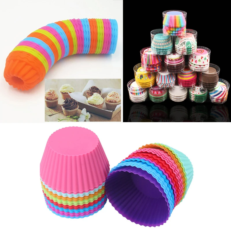 

10/100pcs Cupcake Paper Cups Cake Liners Baking Cup Cake Forms Cooking Tools Fondant Cake Mold Muffin Box Cup Decorating Tools