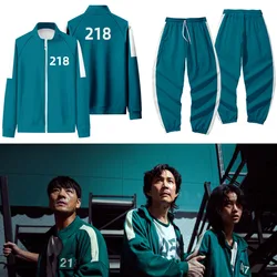Cosplay Squid Game Costumes Blue Jacket Pants Set Round Six PARK HAE SOO 218 Role Play Costume Plus Size Sportswear Sweatshirt