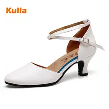 Женская обувь для бальных танцев, латинских танцев, ПУ кожа, закрытый носок, женская обувь для сальсы, обувь для танцев, женские сандалии на среднем каблуке 3,5 см/5,5 см