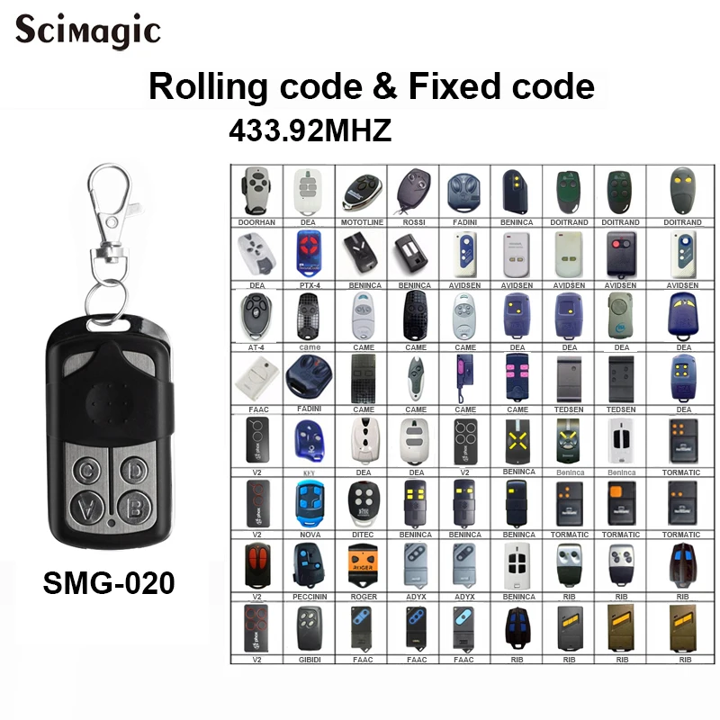 433.92MHz Garage door remote control gate for sliding gate barrier open 433MHz controller duplicator garage command