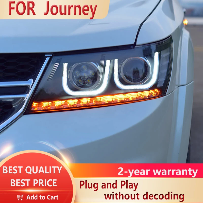 

For JCUV Headlights 2009-2015 Fiat Freemont Journey LED Headlight DRL Freemont Angel Eye Bi Xenon Beam Accessories