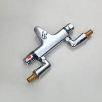 ทองเหลืองดาดฟ้าติดตั้งวาล์วผสม Thermostatic อุณหภูมิคงที่ควบคุมสองอ่างอาบน้ําก๊อกน้ําแตะเทอร์โมวาล์ว TR533 4