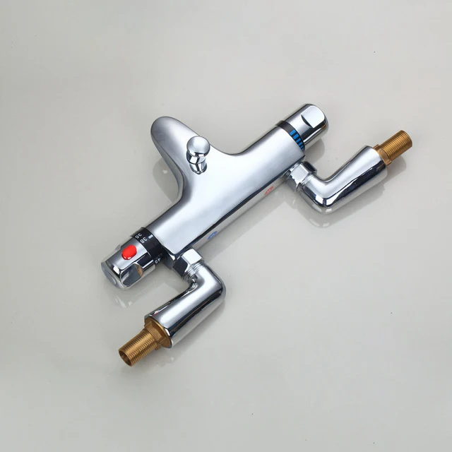 ทองเหลืองดาดฟ้าติดตั้งวาล์วผสม Thermostatic อุณหภูมิคงที่ควบคุมสองอ่างอาบน้ําก๊อกน้ําแตะเทอร์โมวาล์ว TR533 4