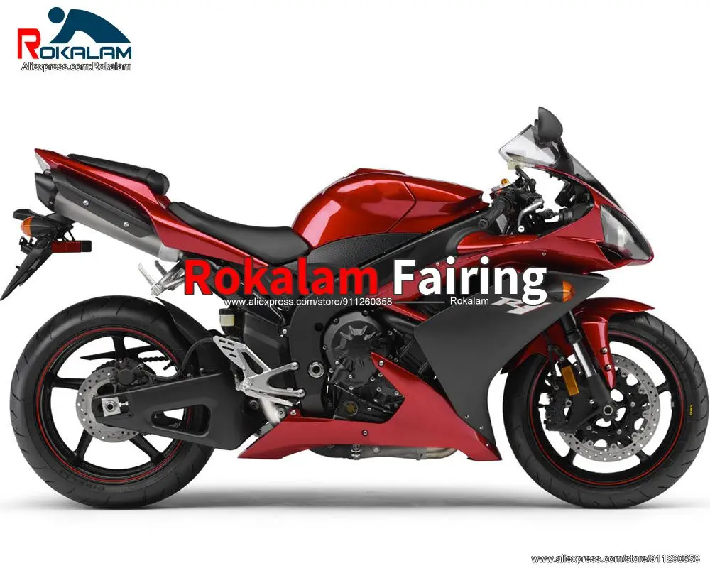 

Bodyworks For Yamaha YZF1000 R1 2007 2008 YZFR1 08 07 Red Black Motorbike Fairing Kit (Injection Molding)