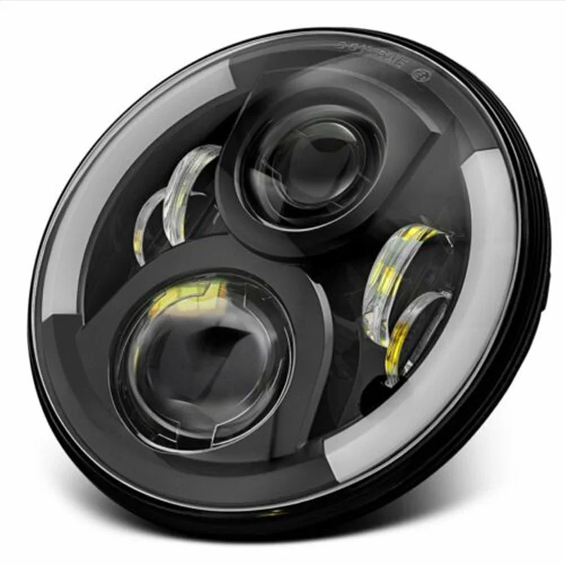 " светодиодный фары 60 Вт Hi/Lo луч H4 Halo Angel Eye DRL Янтарный сигнал поворота для Jeep Wrangler JK TJ Land Rover Lada 4x4 urban Niva
