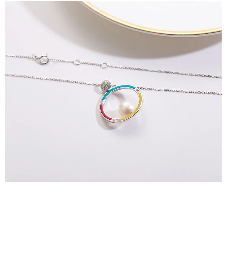 Chic& Charms 9K& 14K Настоящее розовое золото натуральный жемчуг кулон ожерелья эмаль ремесло девушки ювелирные изделия