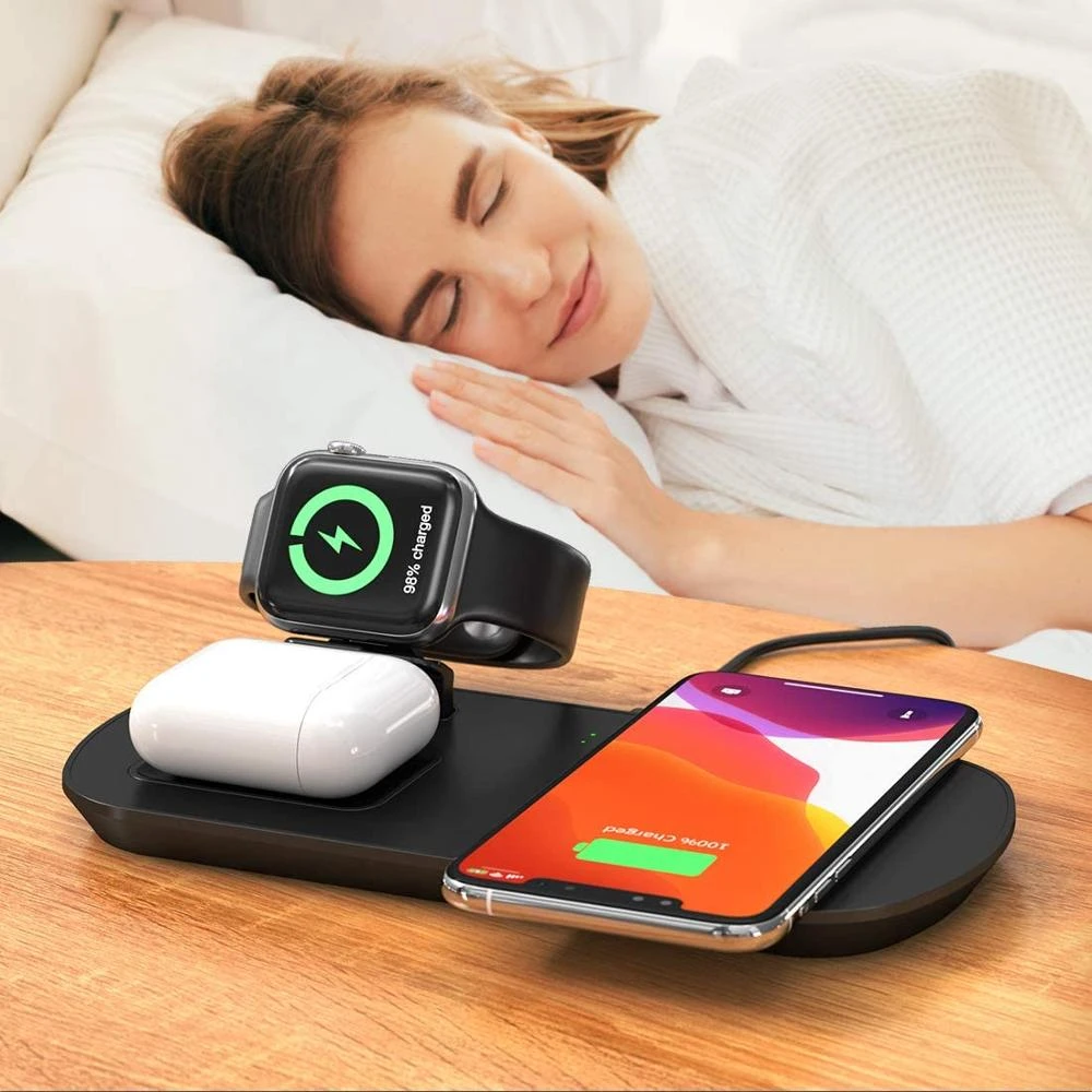 NEWDERY Wireless Charging Station 2 in 1 Wireless Charger Stand with 2.5W Fast Charger for Apple Watch for iwatch Series 7 SE 6 5 4 3 2 1 and 5W Charger Dock Stand Compatible Airpods Pro 3 2 NEWDERY Wireless Charging Station 2 in 1 Wireless Charger Stand with 2.5W Fast Charger for Apple Watch for iwatch Series 7 SE 6 5 4 3 2 1 and 5W Charger Dock Stand Compatible Airpods Pro 3 2
