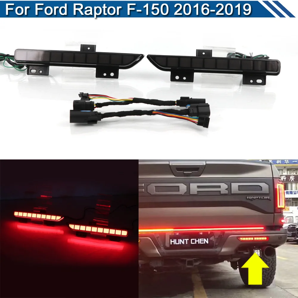 

2Pcs LED Rear Bumper Reflector Warning Light For Ford Raptor F-150 2016 2017 2018 2019 Braking Light Turn Signal Light Reversing