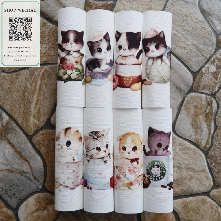 12*12 см окрашенная вручную ткань Кот DIY кошелек с принтом цифровая печать хлопок
