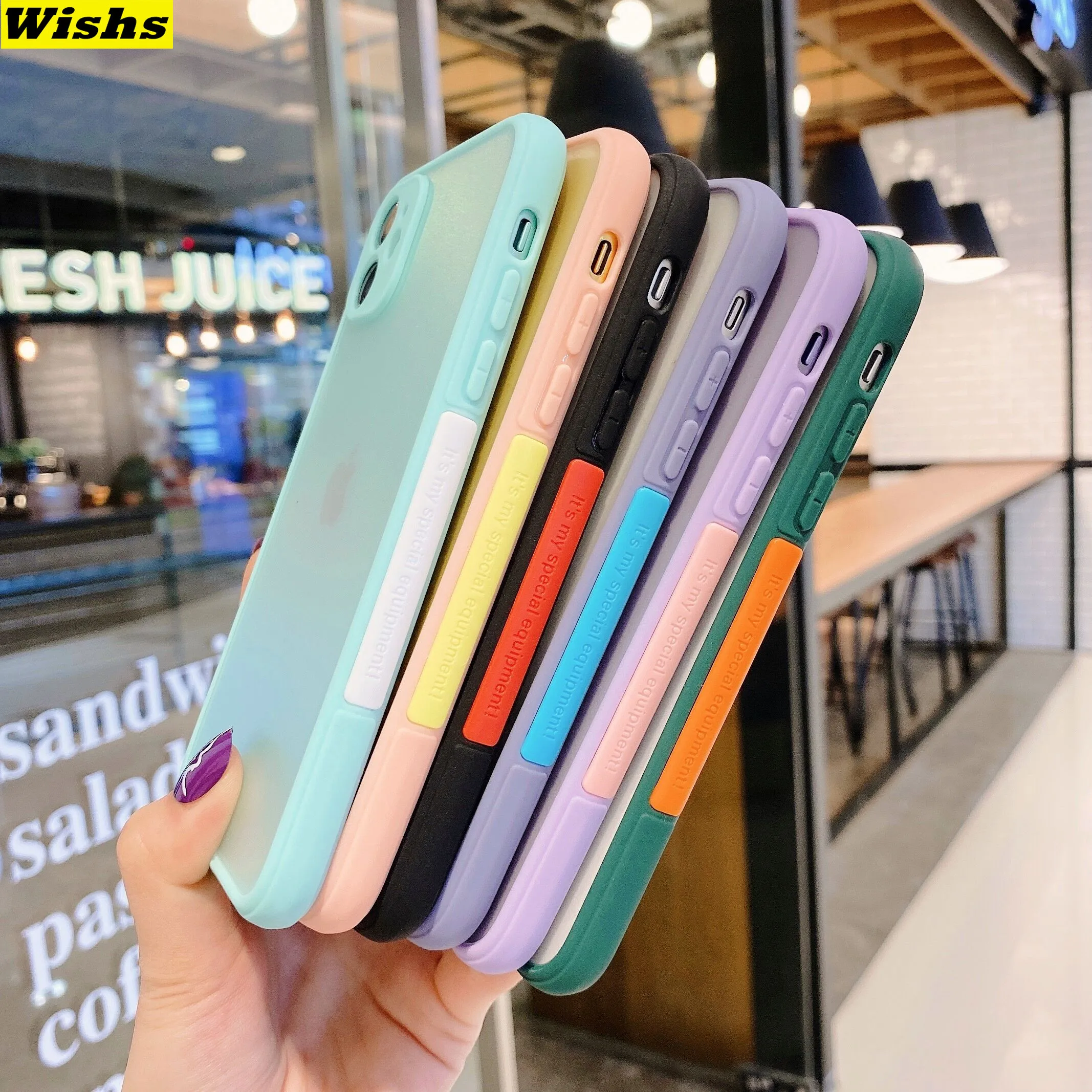

Contrast Color Matte Silicone Shockproof Bumper Phone Case For iPhone 11 Pro MAX X XS Max XR 7 8 Plus SE Lens Protective Cover