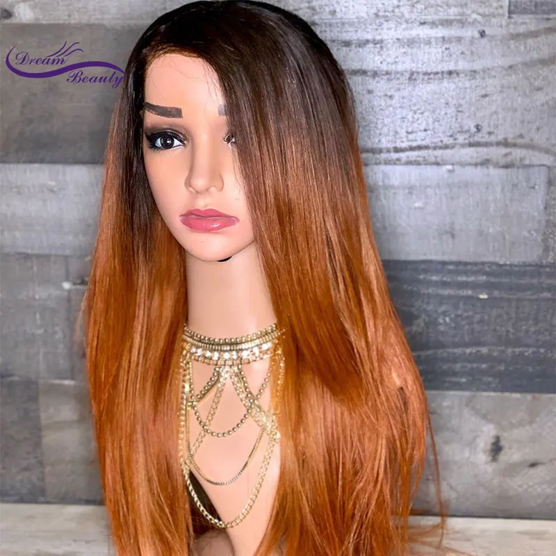 Dream beauty 1B/27 цвет Омбре человеческие волосы на кружеве парики 13*6 прямые бразильские волосы remy парик на шнурке часть