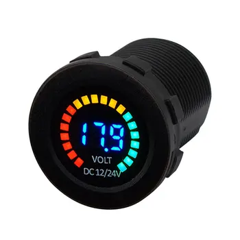 

Car And Motorcycle 12 / 24V Smart Color Screen Voltmeter With Dual Mode Low Voltage Buzzer Alarm / Terminal