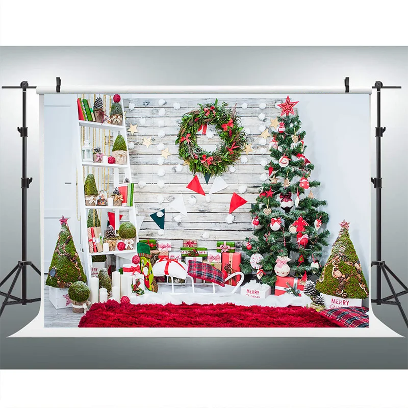 NeoBack Christmas Decoration Tree Backdrops Gifts Toy Indoor Bunting Children Photography Backgrounds for Photo Studio