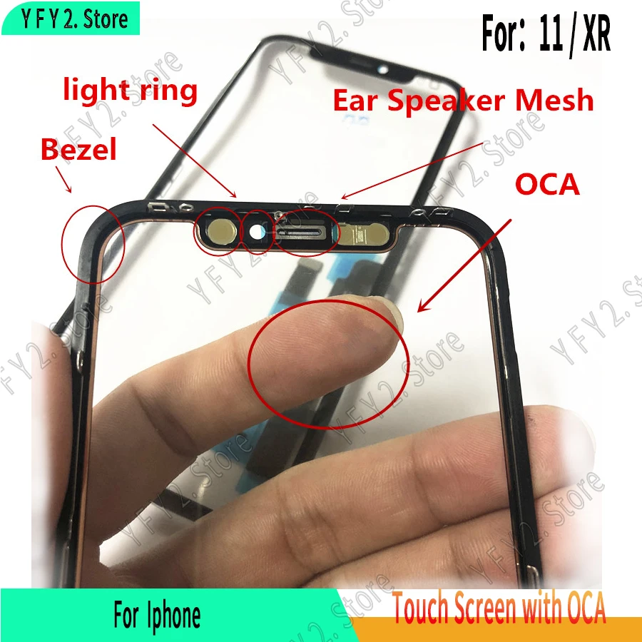 LCD display replacement Glass screen replacement Touch screen digitizer replacement Optical clear adhesive film Original LCD Touch Panel Digitizer Sensor Glass with Frame + OCA Film Glue for iPhone XR 11 Screen Cover Repairing