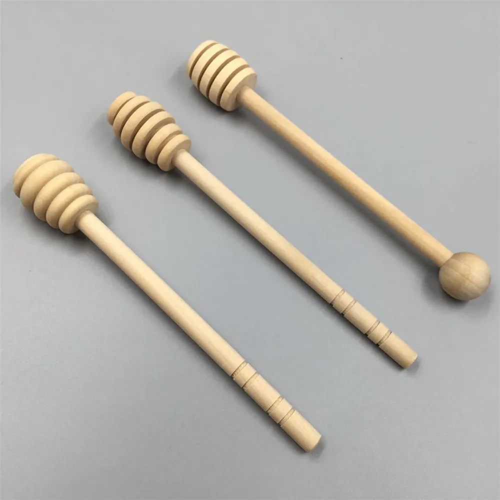 High Quality Honey Stir Bar Mixing Handle Jar Spoon Practical 1Pc Wood Dipper Honey Long Stick Supplies Honey Kitchen Tools