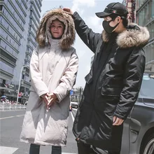 Зимняя новая коллекция, женский пуховик, толстая длинная одежда для любовников с капюшоном, Молодежная куртка для отдыха на белом утином пуху, Мужское пальто