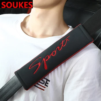 

2Pcs Sport Car Leather Seat Belt Protect Cover For Kia Rio 3 Ceed Toyota Corolla 2008 Avensis C-HR RAV4 Mazda 3 6 Accessories