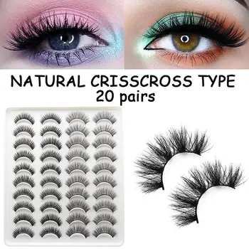 

20 Pairs 3d Mink False Eyelashes Long Eyelashes Small Makeup Eyelashes Bunch Lashes Artificial Mink Handmade Eye T1Q1