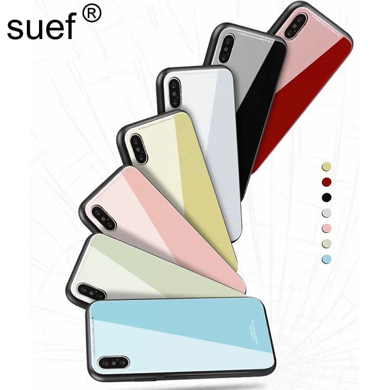 Suef Lucury чехол из закаленного твердого стекла для iPhone X XS Max XR стеклянный зеркальный