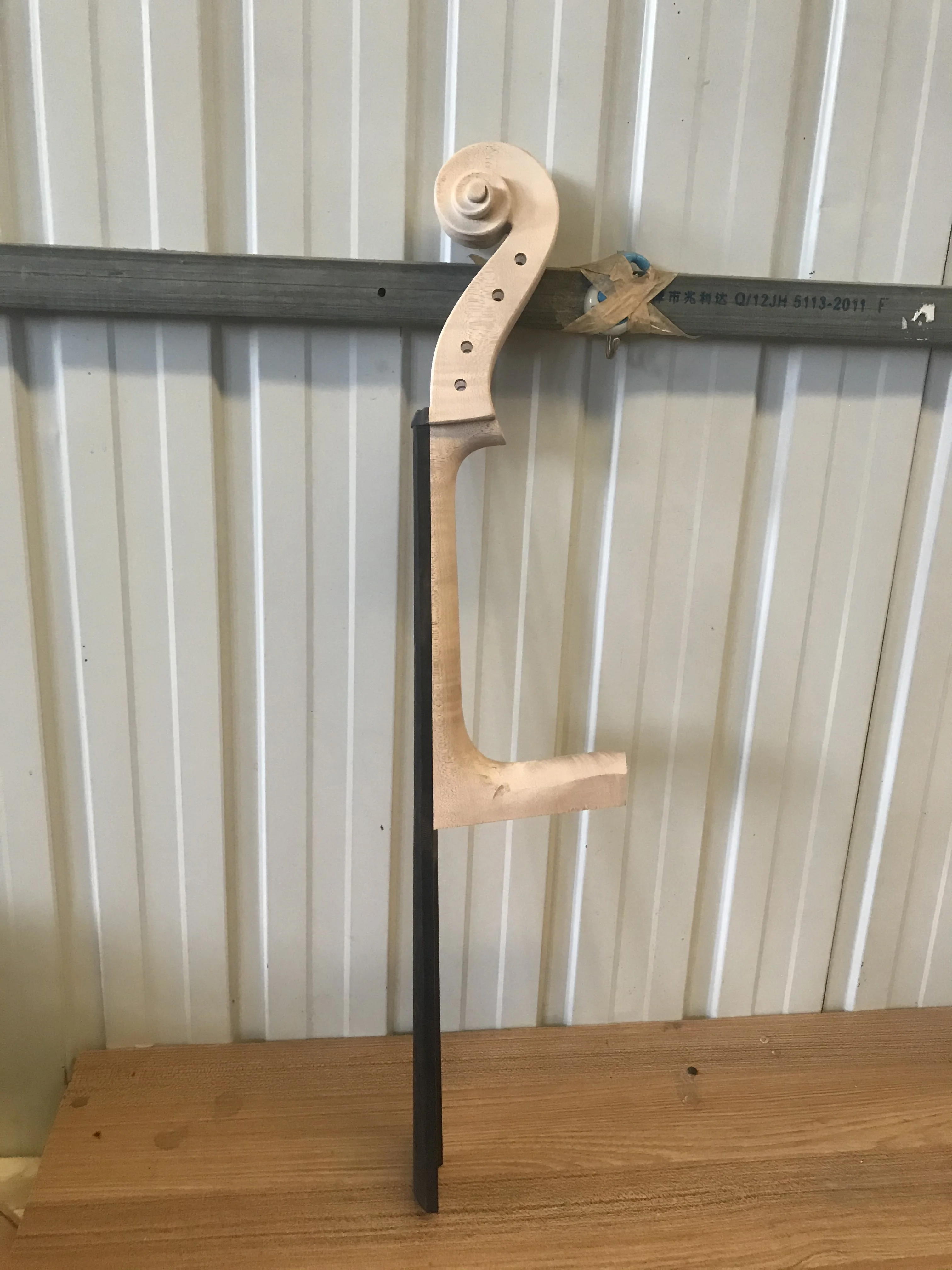 Cello Neck with Ebony Fingerboard, 4 Peg Holes Scrolled Head, Violoncello Accessories, High Quality, 1/4, 1/2, 3/4, 4/4