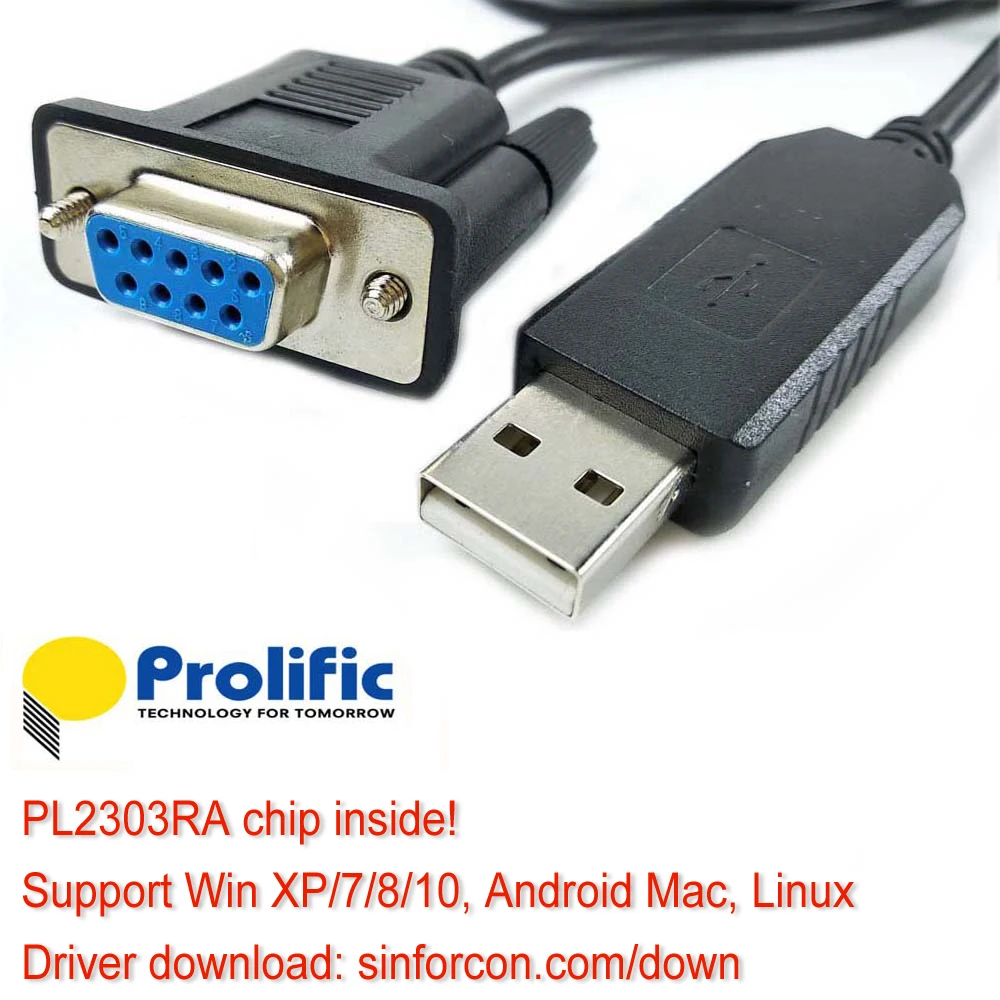 pl2303ra USB rs232 Adapter with db9f Crossover Rollover Null Modem