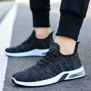Men's breathable flat shoes men's sports running leisure summer flying woven breathable air cushion shoes wild tide shoes