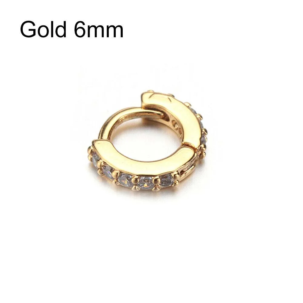 Стразы в форме листьев, круглые серьги-обруч, серьги для влюбленных, кольцо для ушей, женские маленькие Кристальные серьги, ювелирное изделие, подарок - Окраска металла: 6mm gold