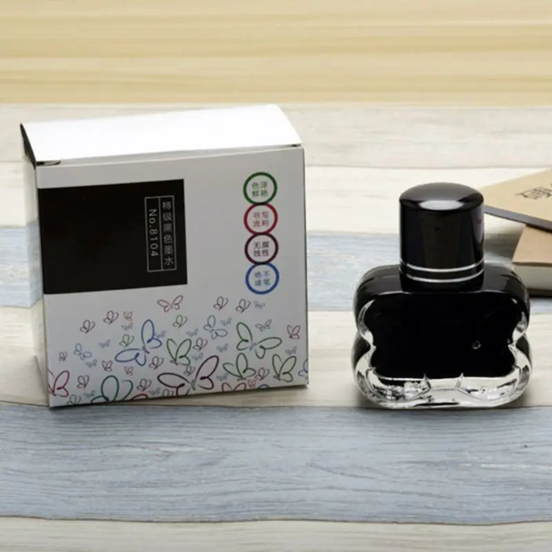 Smooth Writing Gold Fountain Pen Quick Drying Ink Refill Glass Bottled School Stationery Office Supplies
