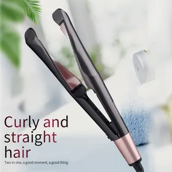 

Hair Straightener and Curler 2 in 1 Straightener and Curling Iron, Tourmaline Ceramic Twisted Flat Iron with LCD Display