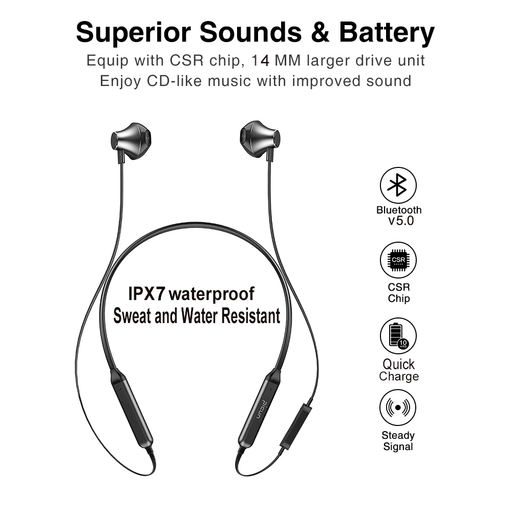 Picun H12 беспроводные наушники водонепроницаемые спортивные Bluetooth для iphone MP3 10 часов