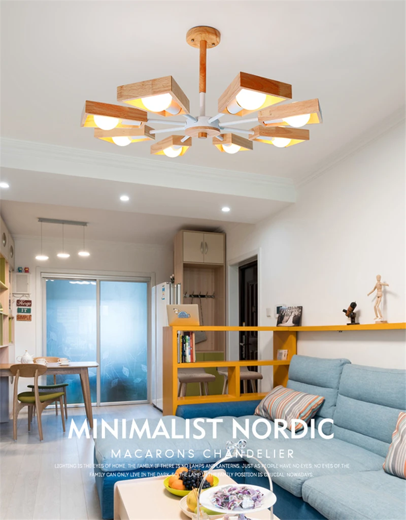 Nordic/Japan Style Wood Led Chandelier Rotatable Hanging lamp Modern Dining Room Bedroom Hanging Light Fixtures Home Loft Decor