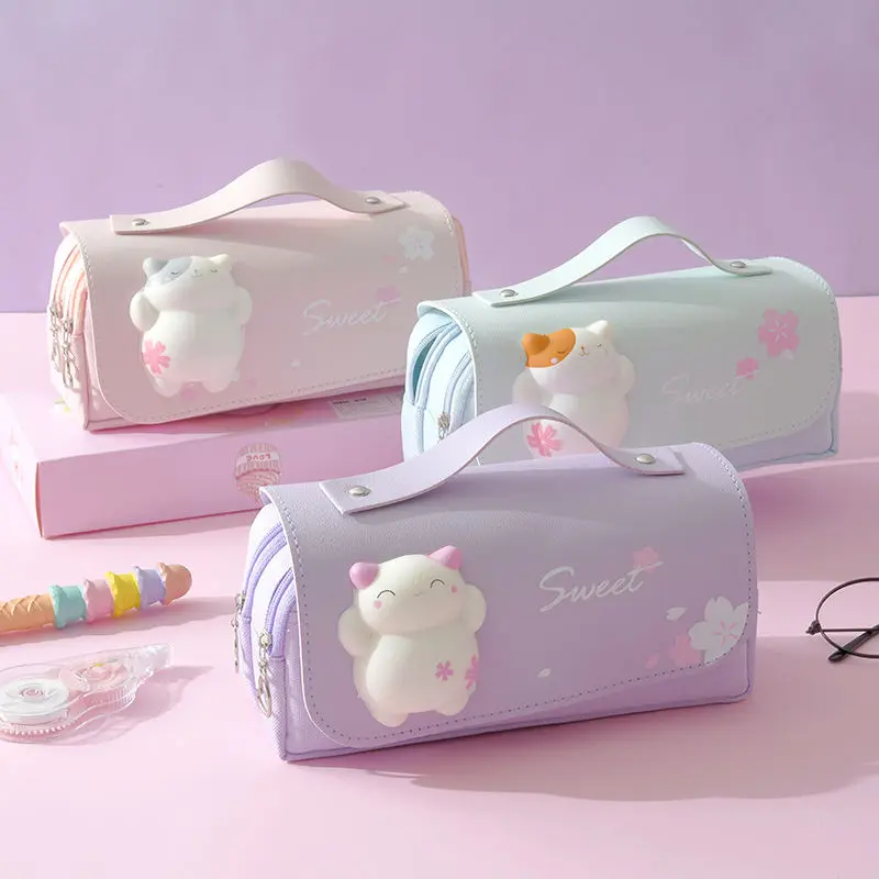 スクール用品韓国文房具かわいい鉛筆ケース子供の学用品二重層キャンバス文房具バッグかわいいバッグ Aliexpress オフィス用品 学用品