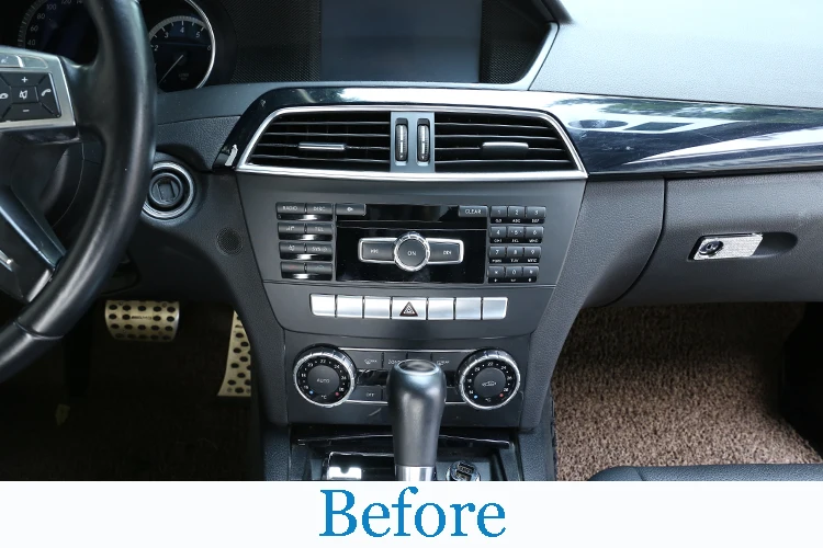 1 Pcs Central Control CD Decorative Frame Carbon Fiber ABS For Mercedes Benz C Class W204 2008-2013 Car Accessories