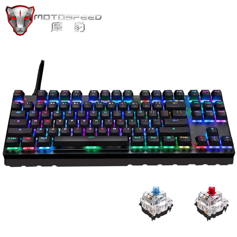 Оригинальная игровая механическая клавиатура Motospeed K82 87 ключ RGB светодиодный подсветка анти-ореолы USB Проводная клавиатура для ПК компьютера геймера
