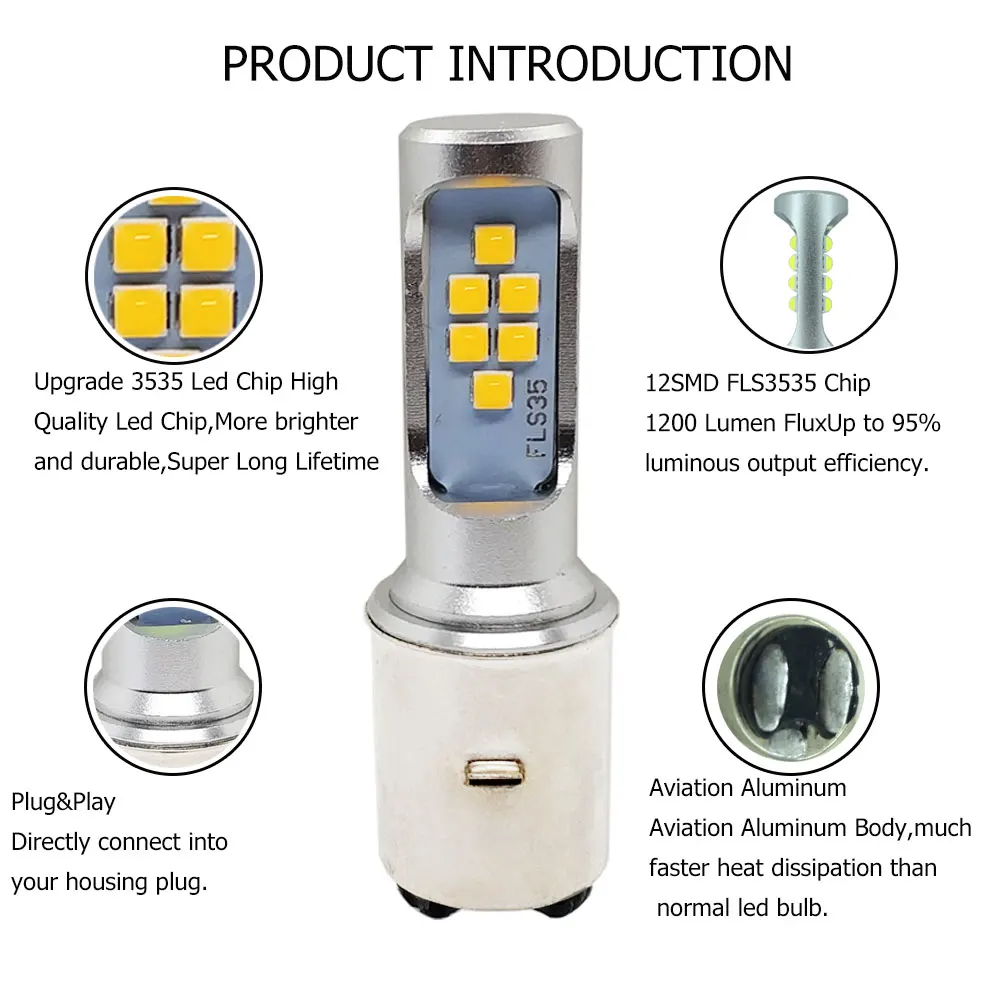 H6 BA20D LED Motorcycle Headlight Bulbs Fog Light 1200LM DRL Lamp Golgen Yellow Scooter Accessories Moto DRL Lights For Suzuki