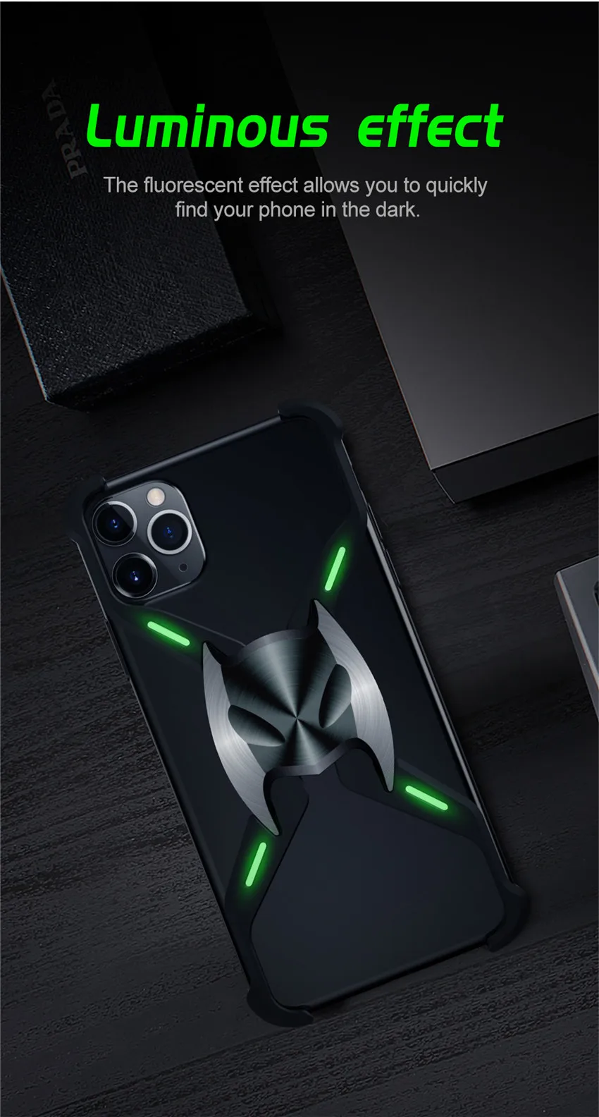 Маска Бэтмена Алюминиевый металлический магнитный чехол для iPhone 11 Pro противоударный жесткий чехол для iPhone 11 Pro Max люминесцентный бампер чехол