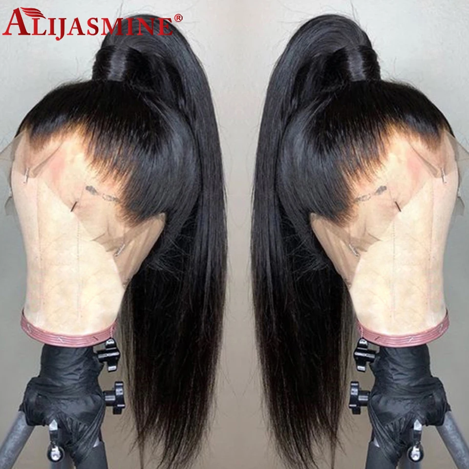 Прямые 360 круглые кружевные фронтальные человеческие волосы парики для черных