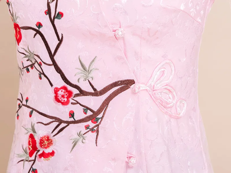 Китайский стиль Ципао с коротким рукавом топы с вышивкой в национальном стиле летние женские Тан костюм топ розовый/белый