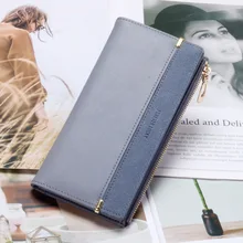 

Long Solid Color Women Wallets Zipper Hasp Multifunction Coin Purses Female Letter Card Holder Clutch Phone Bag Money Clip