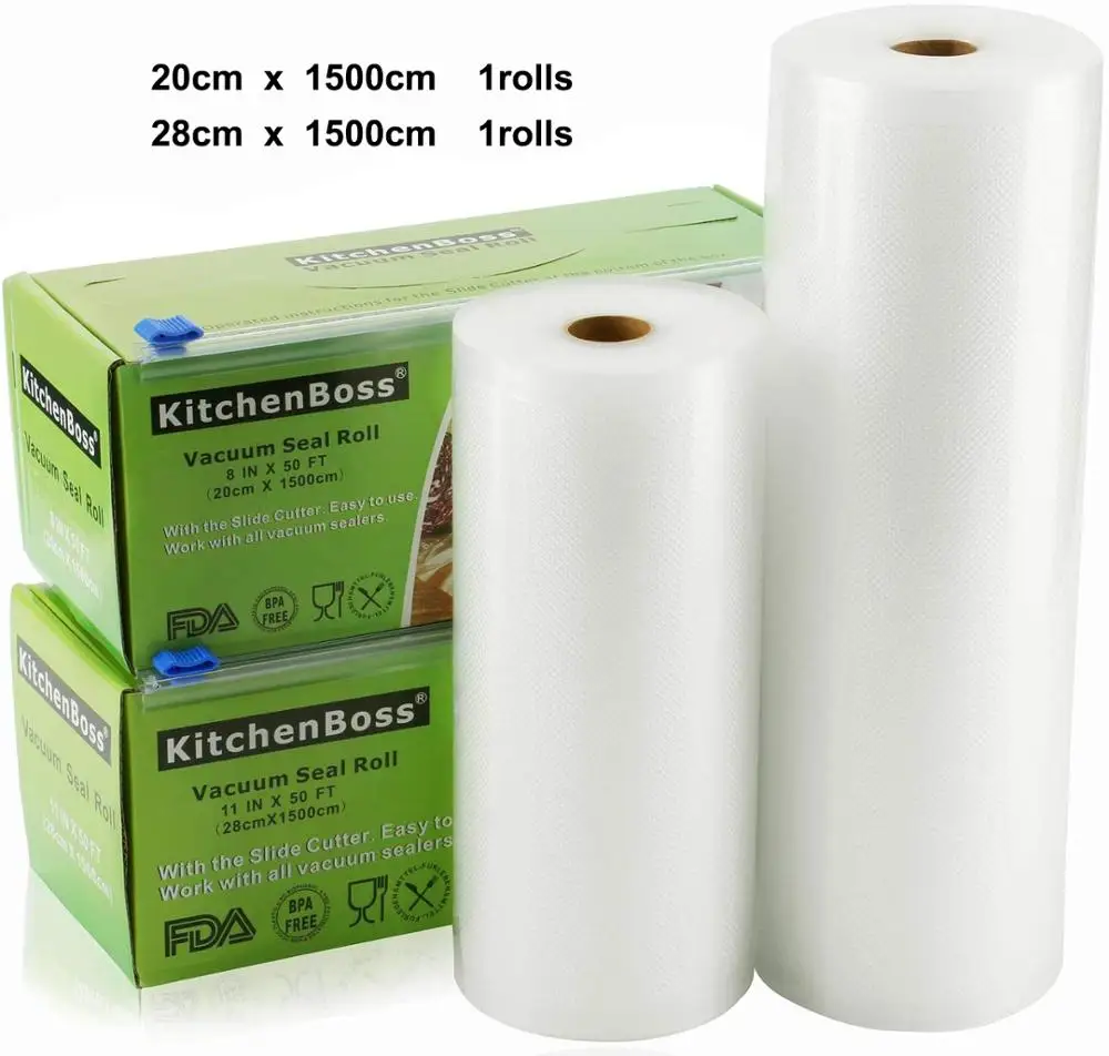 

Vacuum Sealer Bags Rolls for Food Saver Seal a Meal,by Kitchenboss, BPA Free, 20 and 28x1500cmï¼ŒVac storage,Sous Vide